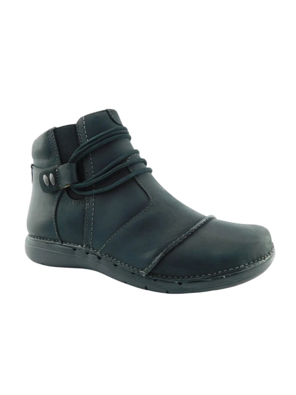 New CLARKS Unstructured Un Loop Up Black Leather Ankle Boots 8.5 W Wide